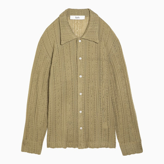 [MEN][NEW IN]Mint-coloured wool knit Riku shirt