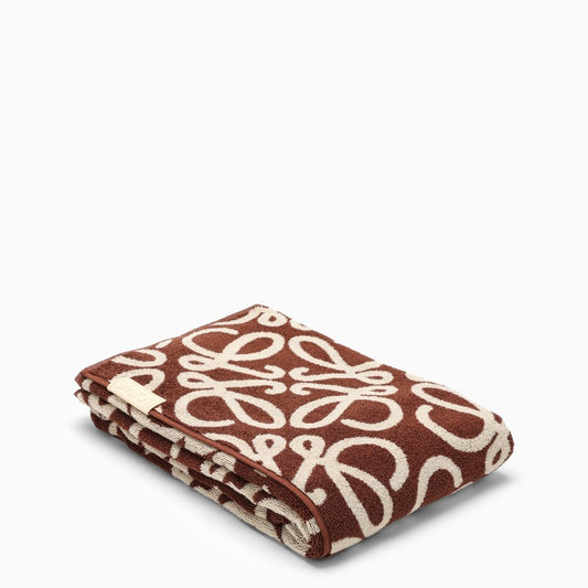 Anagram brown/beige cotton terry beach towel