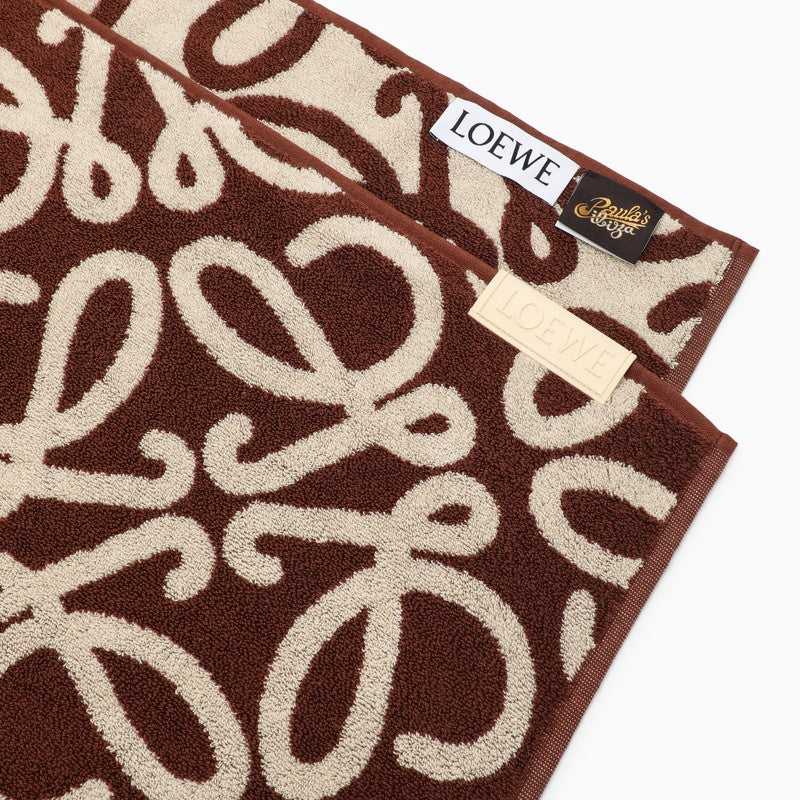Anagram brown/beige cotton terry beach towel