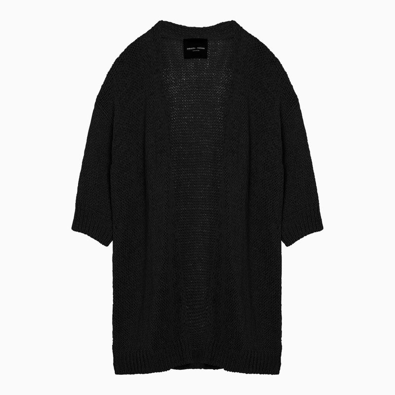 Black cardigan in cotton blend knit