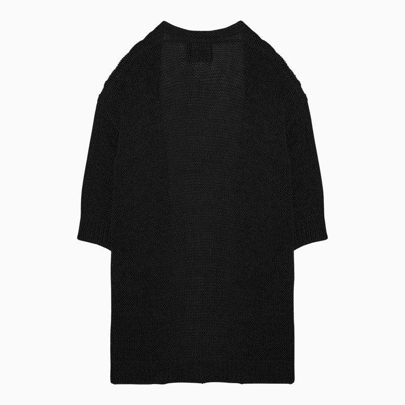 Black cardigan in cotton blend knit