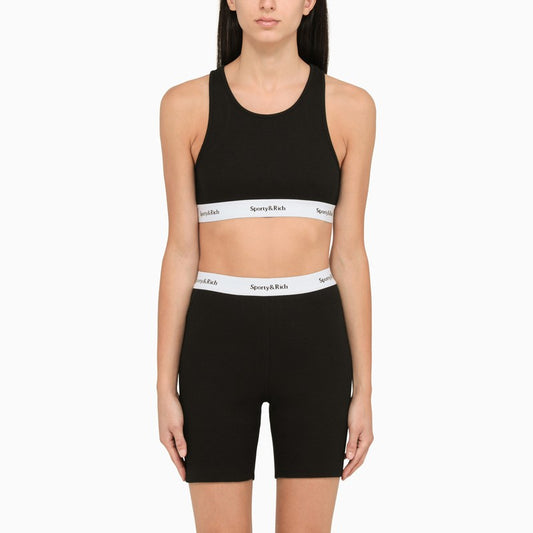 Black cropped top with logo