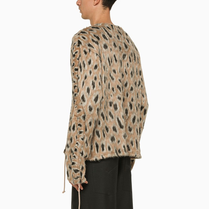 Knitted animalier crew-neck sweater
