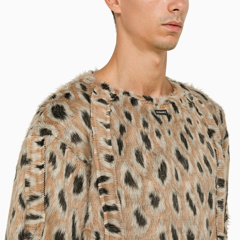 Knitted animalier crew-neck sweater