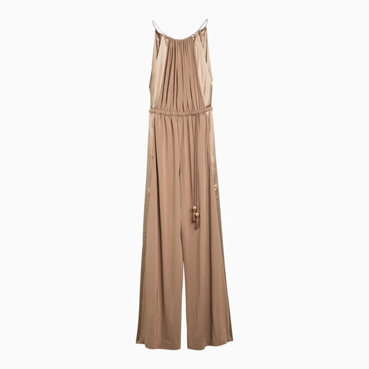 Clay-coloured viscose jumpsuit