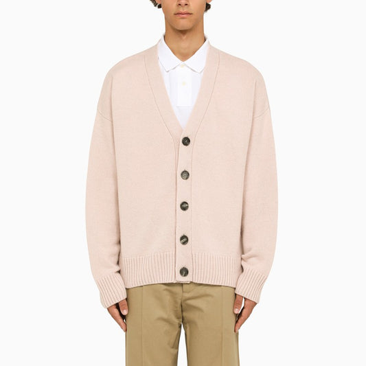 Powder pink wool and cashmere cardigan