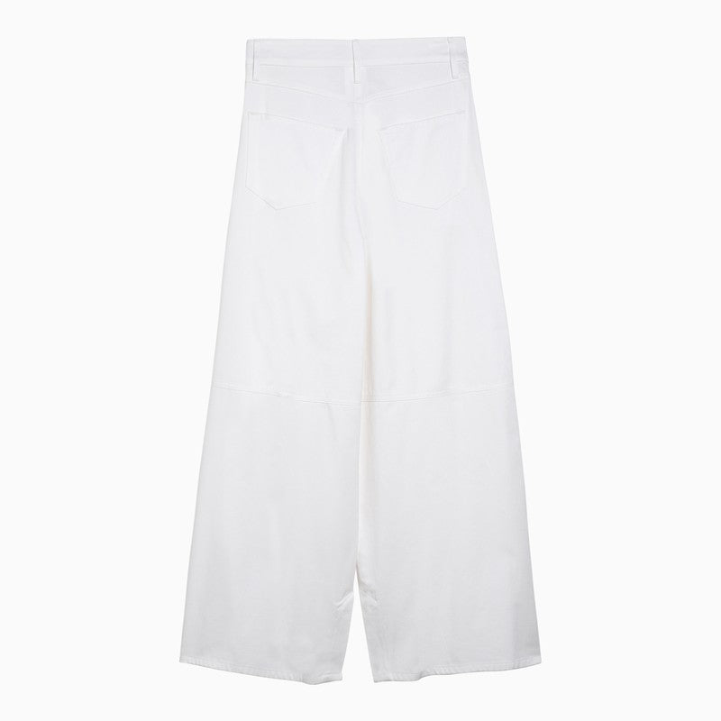 White cotton wide trousers