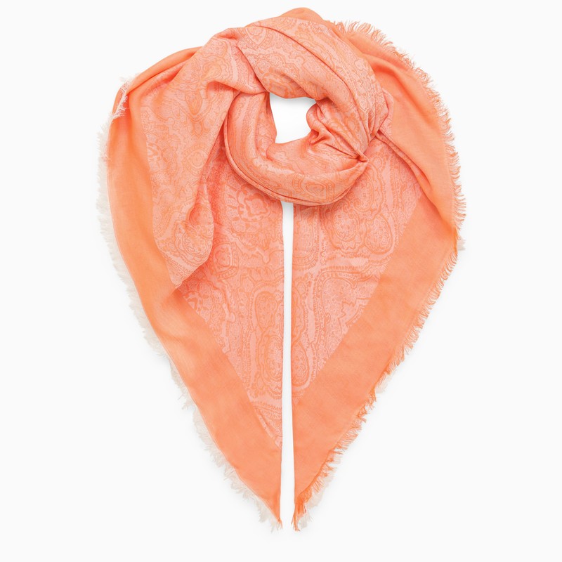 Orange cotton-blend scarf