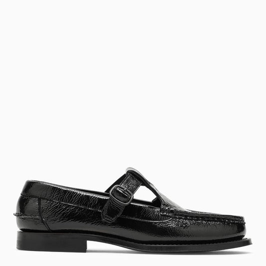 Black shiny leather loafer