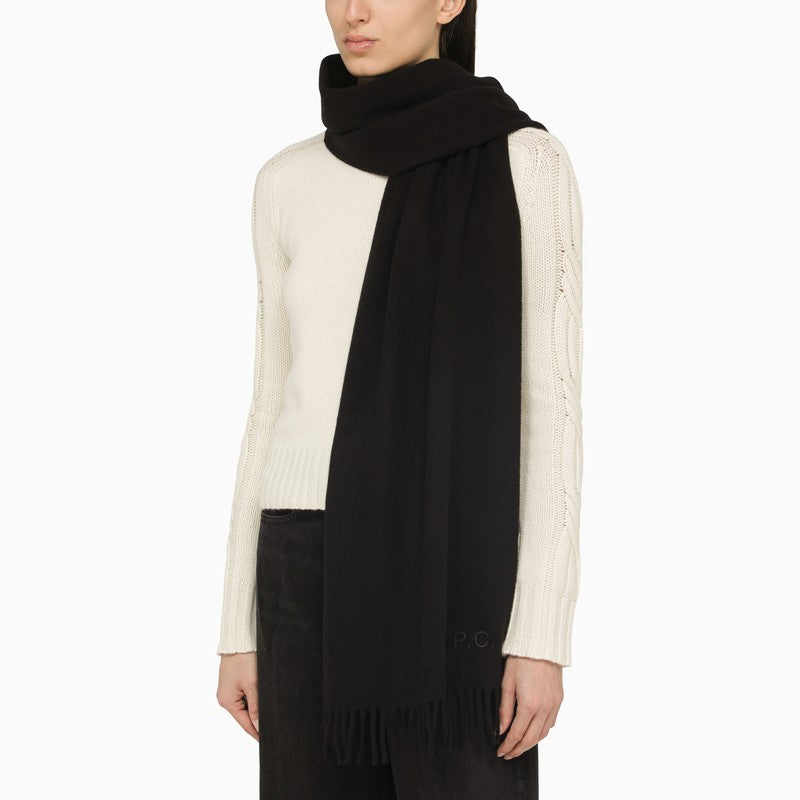 Ambroise Brodée black virgin wool scarf