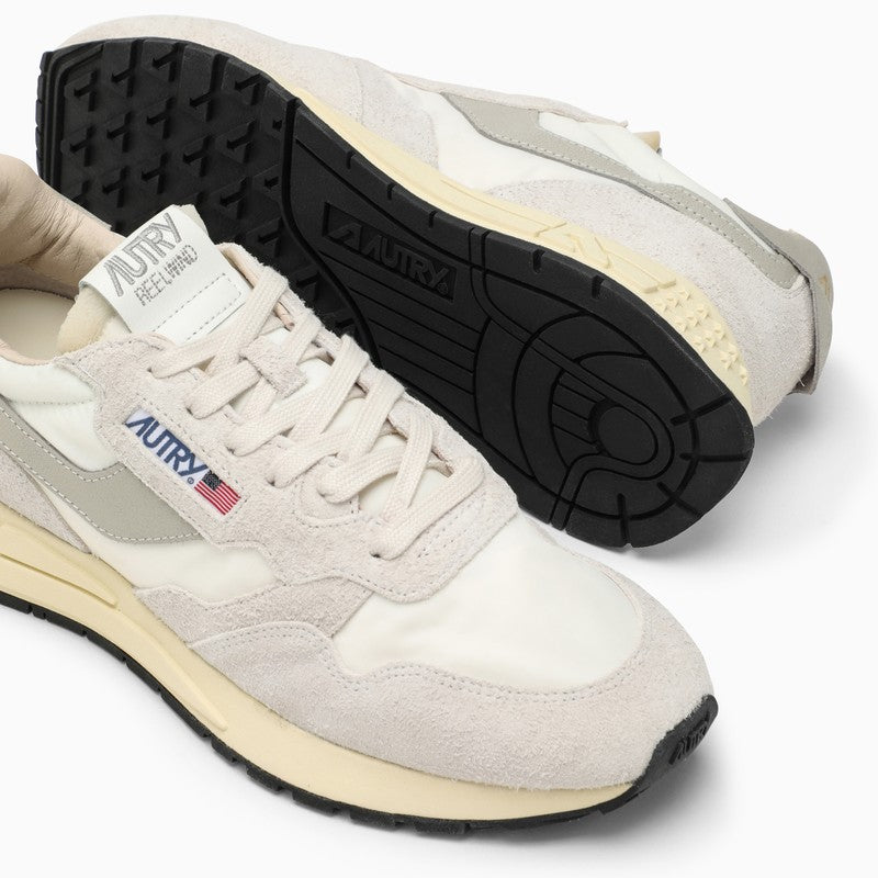 Reelwind trainer in white nylon and suede