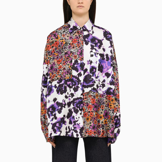 Multicoloured silk patchwork shirt