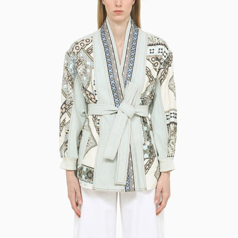 Patchwork-effect kimono jacket