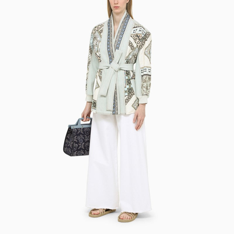 Patchwork-effect kimono jacket