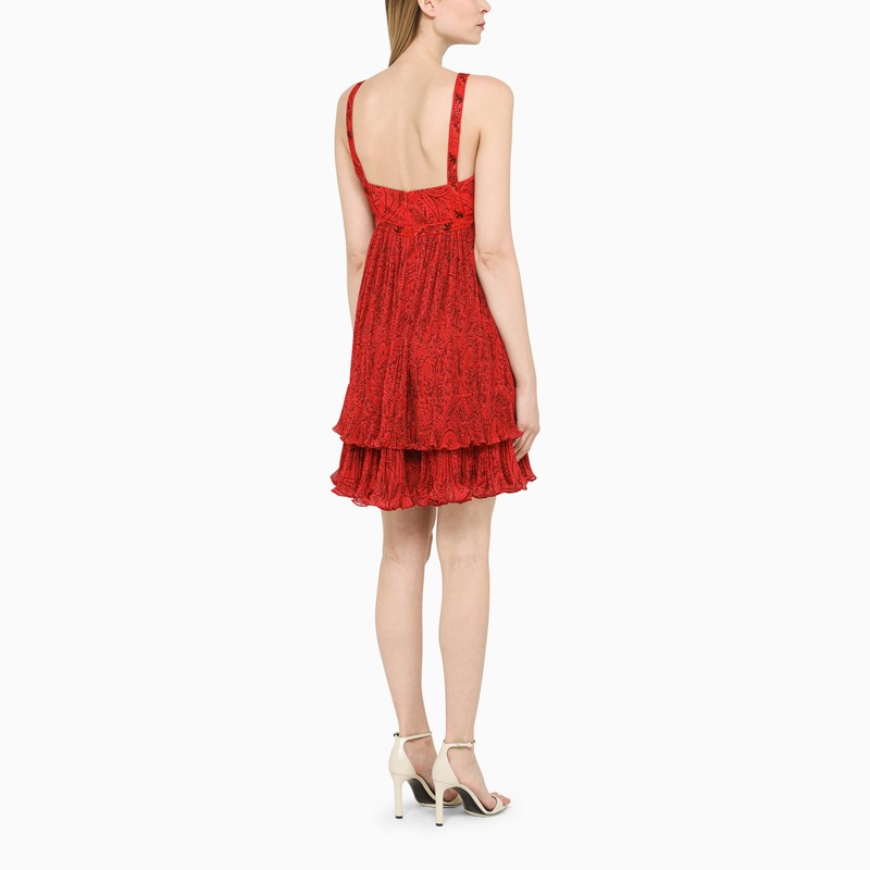 Pleated dress in red print