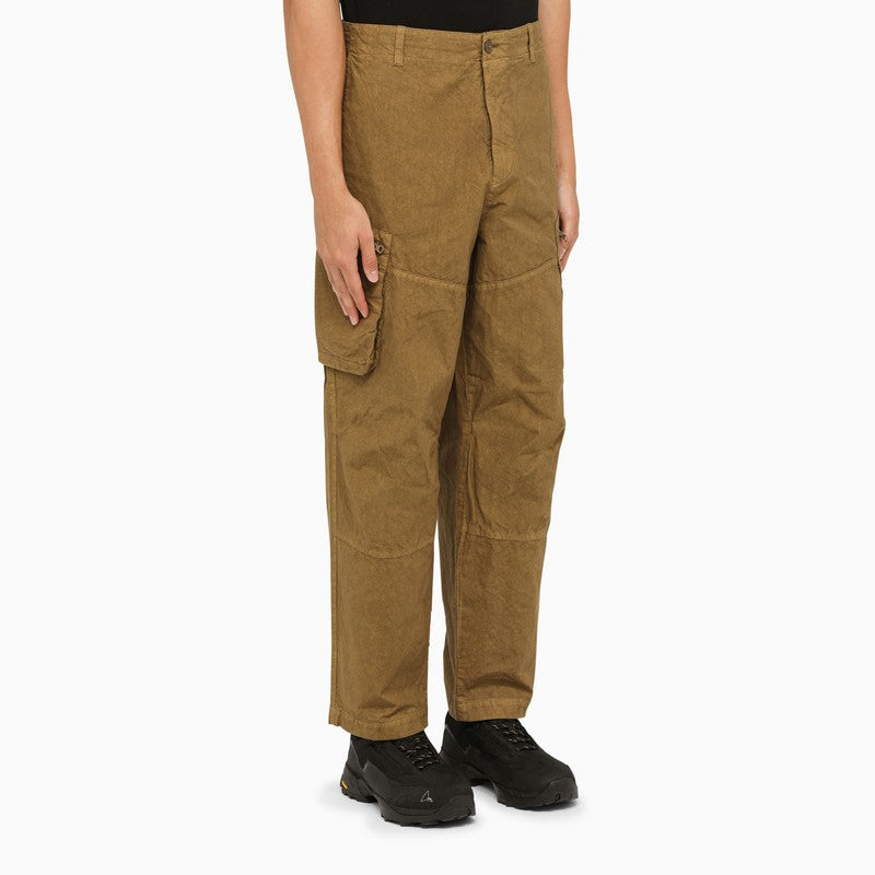 Wide cumin-coloured cargo trousers