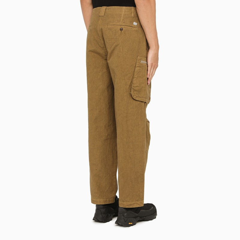 Wide cumin-coloured cargo trousers