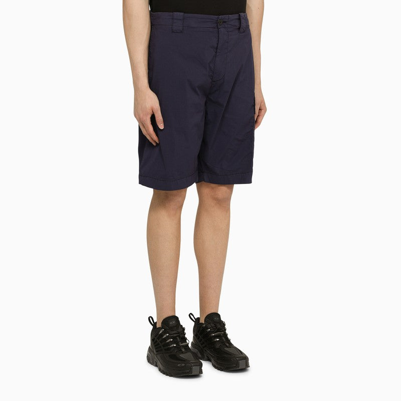 Blue cotton-blend bermuda shorts