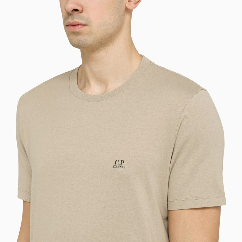 Beige t-shirt with logo print on the chest