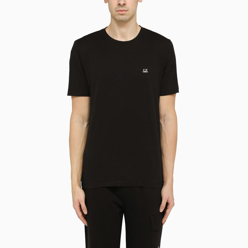 Black t-shirt with logo print on the chest