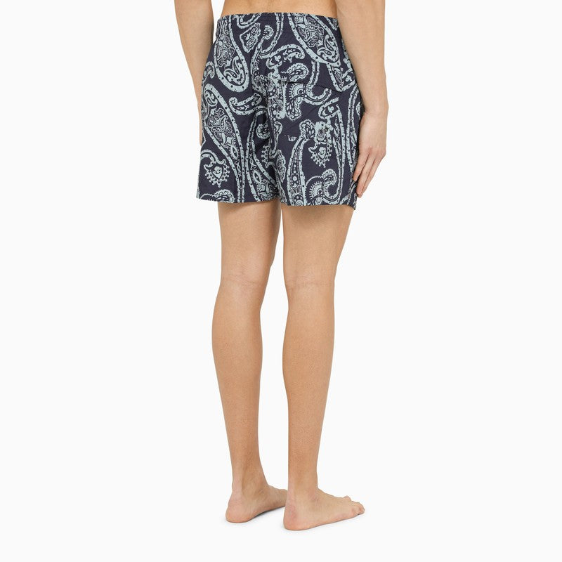 Blue/blue printed swim boxer shorts