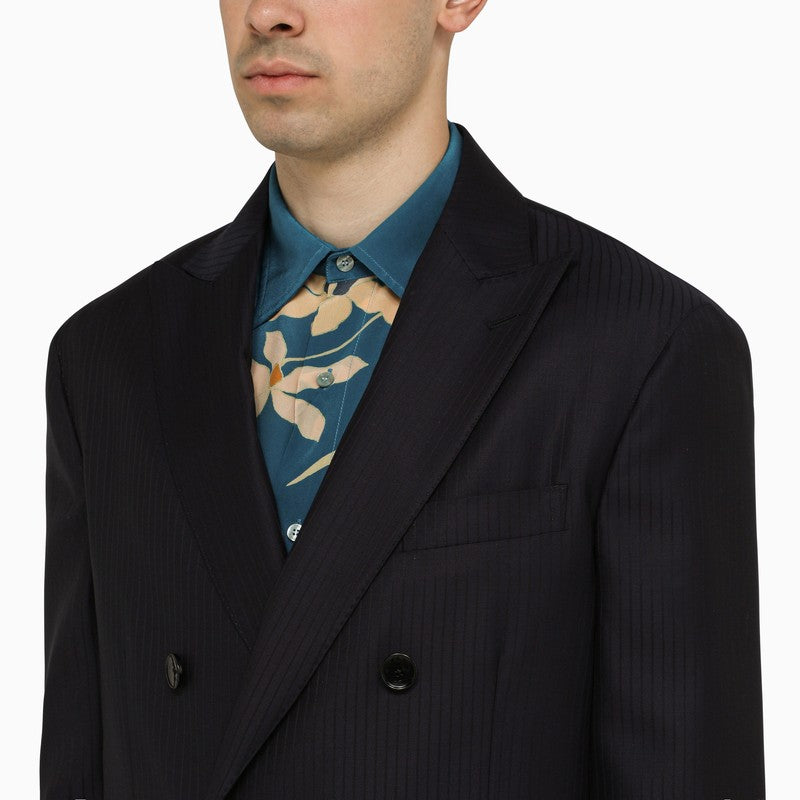 Blue pinstriped double-breasted jacket