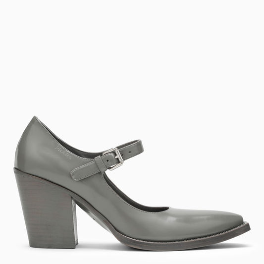 Grey brushed leather pump