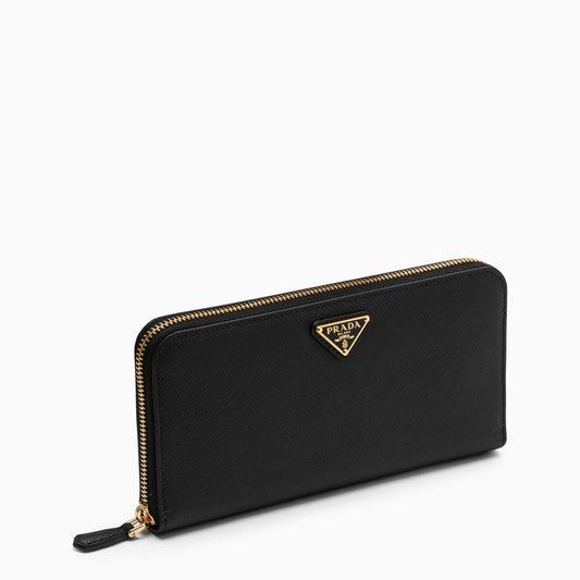 Black and gold zip around wallet