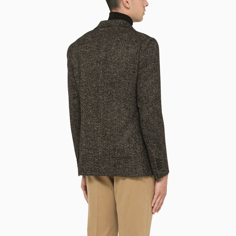 Black wool blend single-breasted jacket