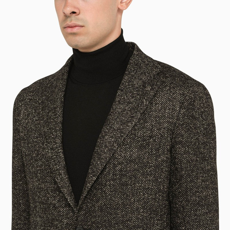 Black wool blend single-breasted jacket