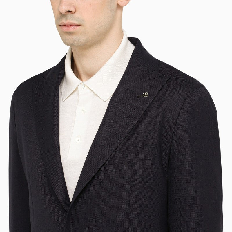 Blue single-breasted jacket in wool