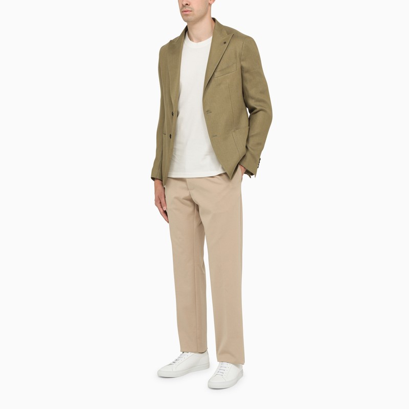Single-breasted military linen jacket