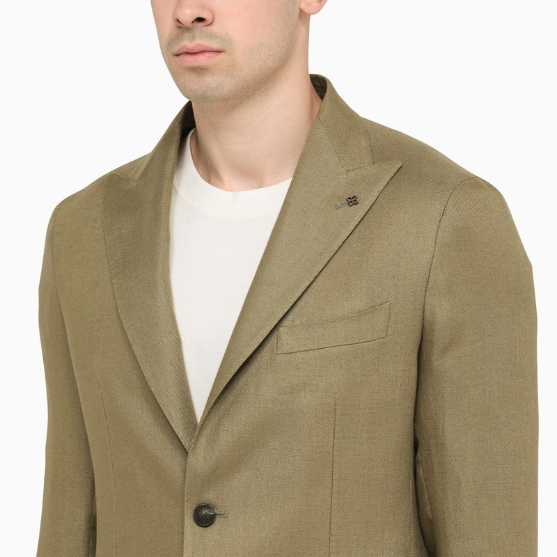 Single-breasted military linen jacket