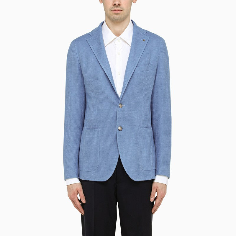 Light blue single-breasted cotton jacket