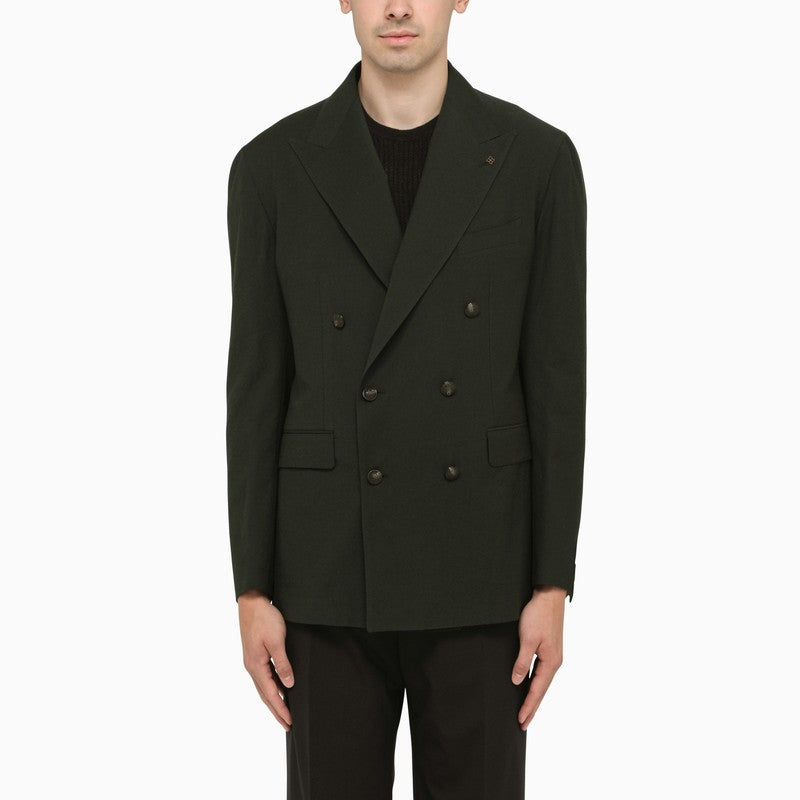 Green double-breasted jacket in wool