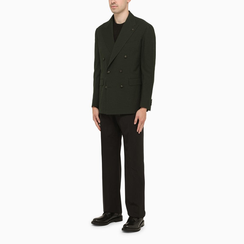 Green double-breasted jacket in wool
