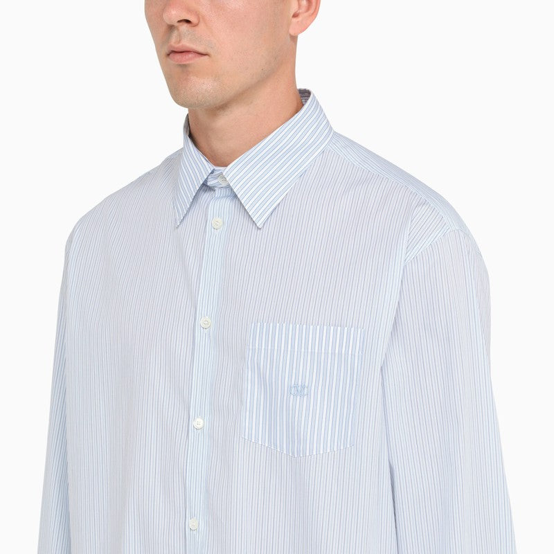 White and blue striped shirt