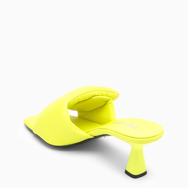 Fluorescent yellow leather mule