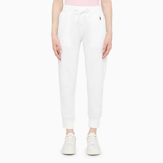 White jersey jogging trousers