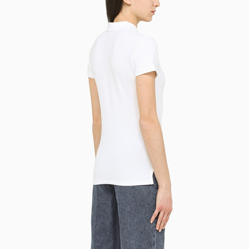 White cotton slim fit polo shirt