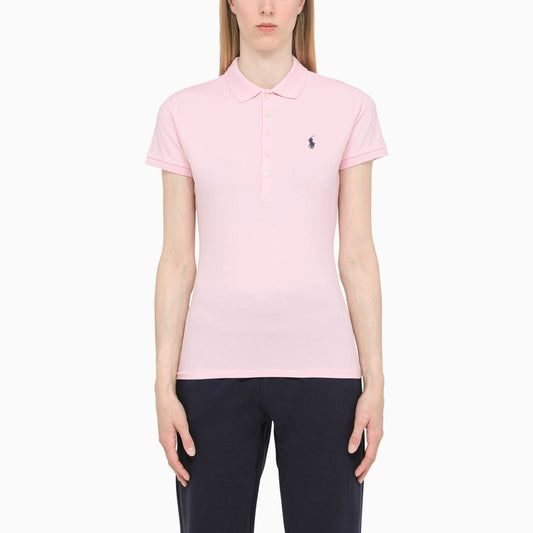 Pink piqué polo shirt with logo