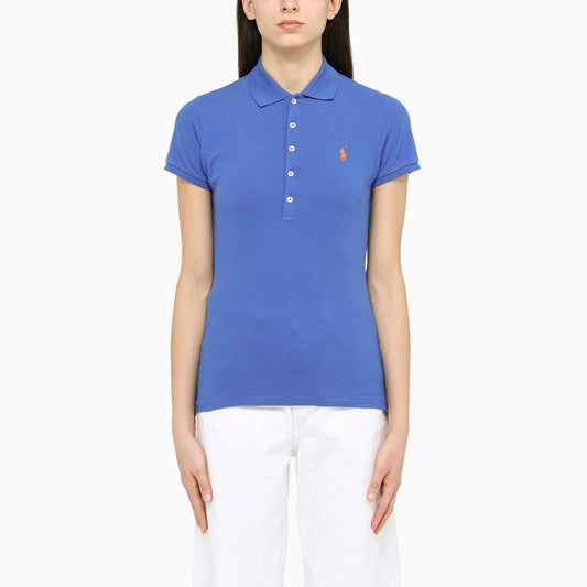 Blue cotton slim polo shirt