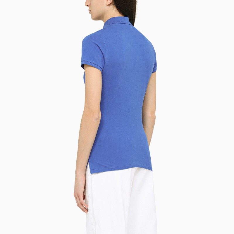 Blue cotton slim polo shirt