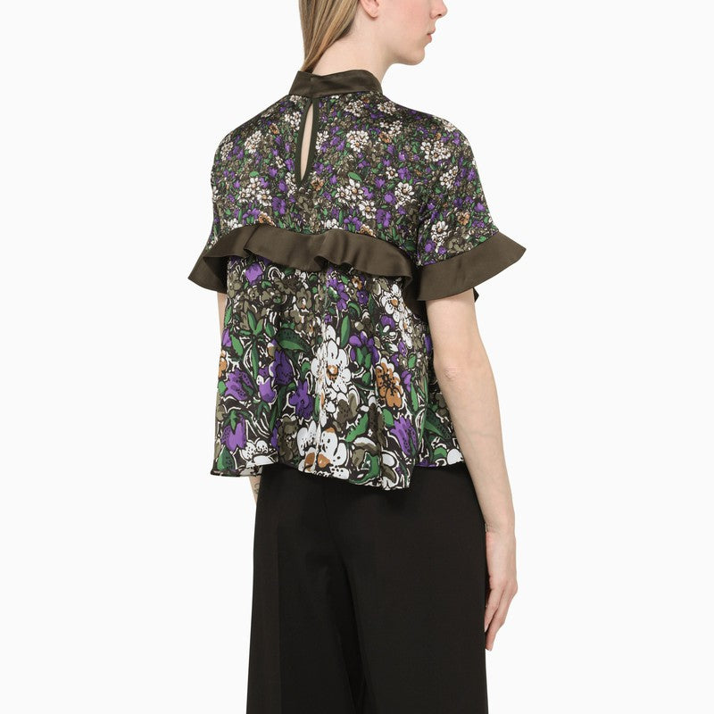 Short floral print blouse