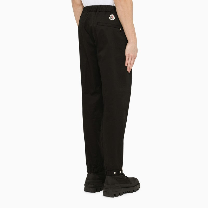 Regular black cotton trousers