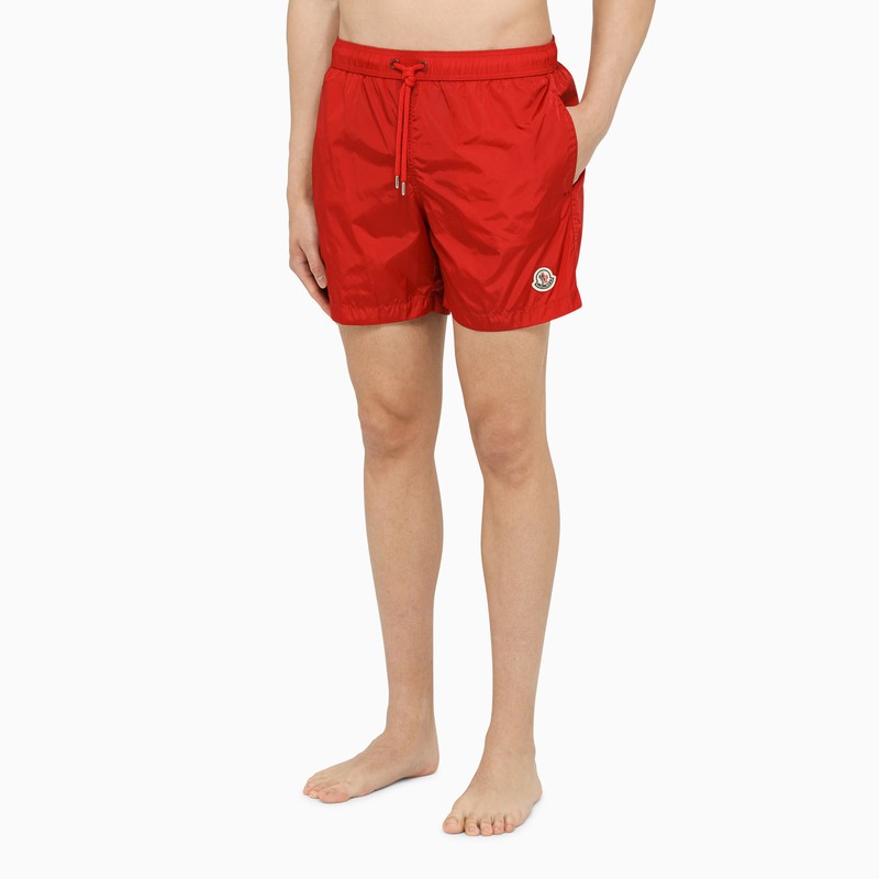 Red nylon beach boxer shorts