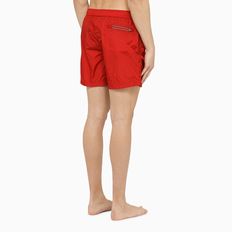 Red nylon beach boxer shorts