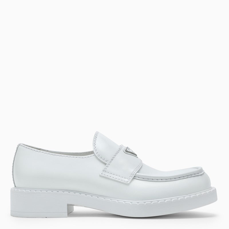 White brushed leather loafer