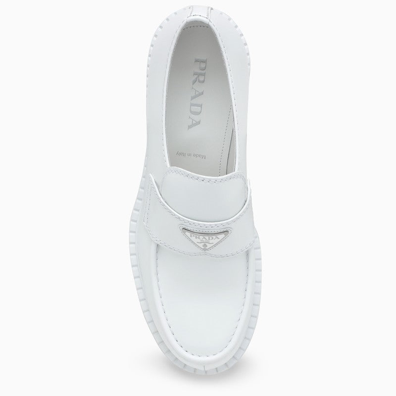 White brushed leather loafer