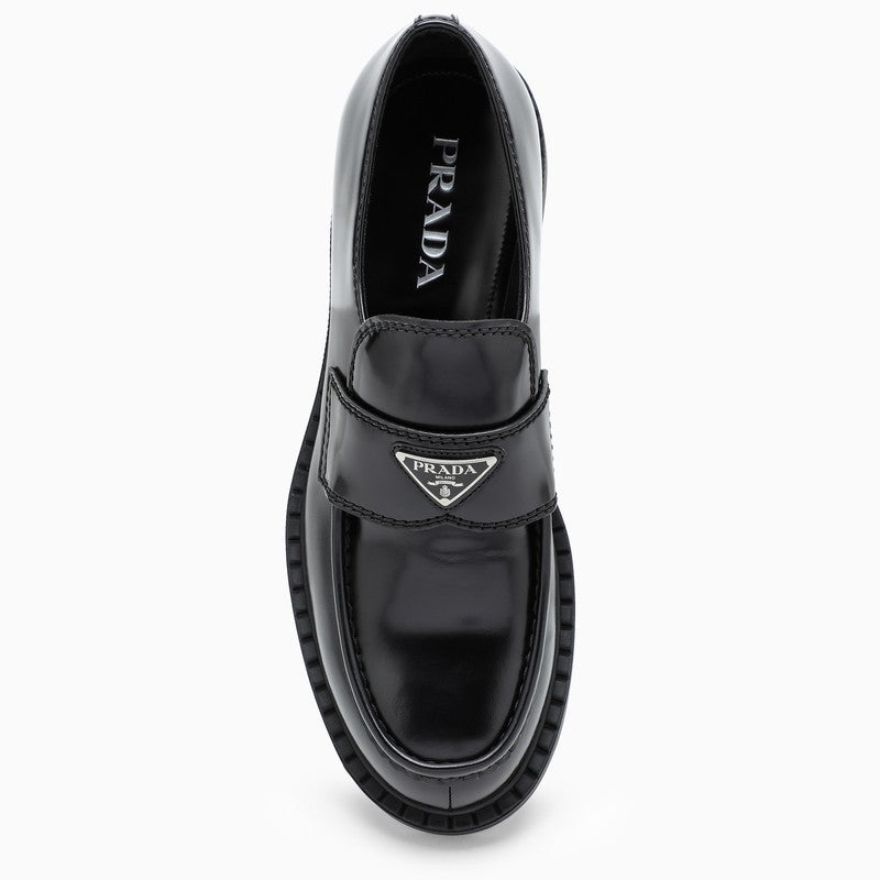 Chocolate loafer in black brushed leather 2DE127000055/